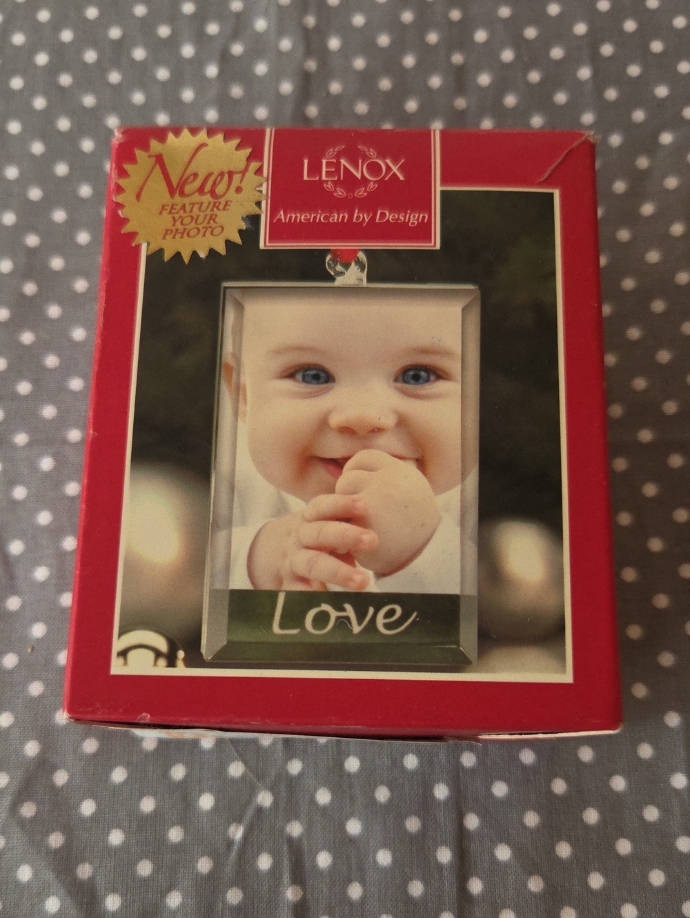 Lenox Love Photo Frame Ornament - Red and Gold Accents